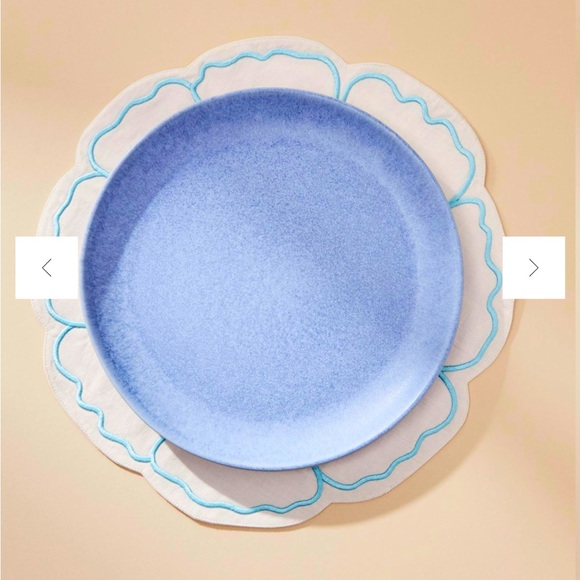 NWT Anthropologie Eleni Embroidered Flower Placemat color: sky - 14.25” x 14.25” - Picture 2 of 9